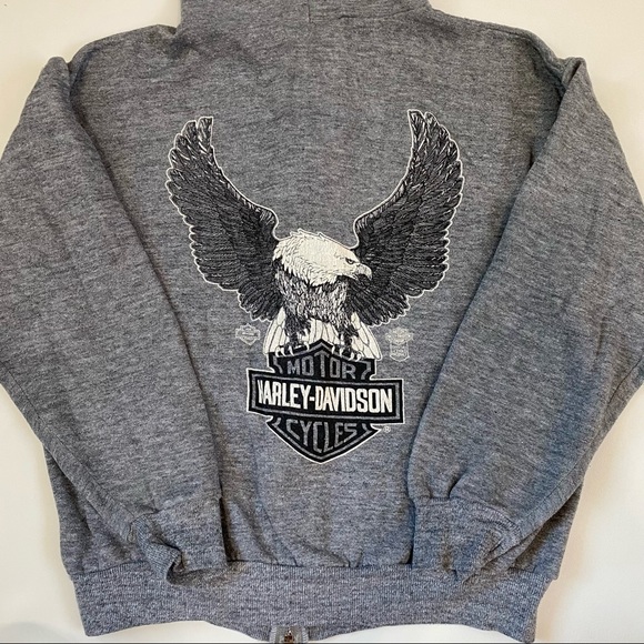 Vintage 1980s Harley Davidson Zip Up Hoodie Sweatshirt - Picture 2 of 9